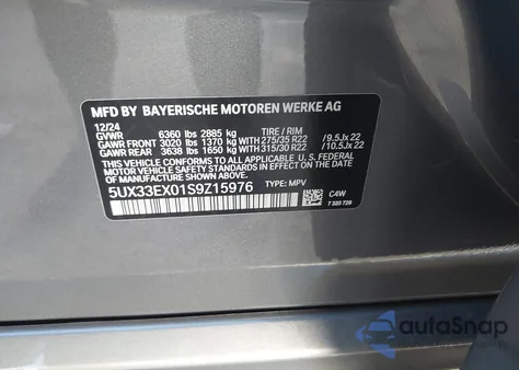 2025 BMW X6 xDrive40I from USA, damaged, VIN 5UX33EX01S9Z15976